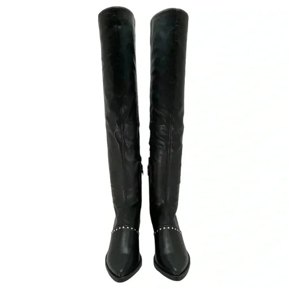 Report Zaria Black Faux Leather & Suede OTK Womens Boots Size 5M - Picture 10 of 16